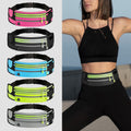 CJ waterproof double-zipper waist bag for sports running, showing the sleek black design and adjustable waist strap.