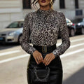 Retro Stand-Up Collar Fashion Commuter Printed Top
