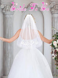 Embroidered bridal veil headband with intricate lace and floral embroidery, perfect for a bride or bridal party.