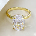Oval Solitaire Ring for Women - Four-Prong Setting in Luxurious Cold Tone Metal