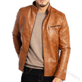 Punk Motorcycle Jacket - Faux Leather with Stand Collar