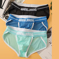 Breathable ice silk men's triangle underwear by CJ with mesh fabric, designed for comfort and ventilation.