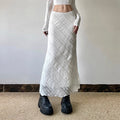 French Elegance Midi Skirt - Floral Lace Jacquard & Twill for Women