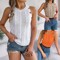 Sleeveless Knitted Resort Top With Buttons - whimsywagon