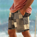 Men's Hawaiian 3D Plaid Print Beach Shorts - whimsywagon