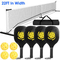 Pickleball Net Set, Portable 22ft Regulation Size with Paddles and Balls | Includes 4 Pickleballs, 4 Paddles, Carry Bag | For Outdoor Play