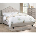 Queen Upholstered Bed Frame Light Brown | Adjustable Headboard, Wooden Platform Bed No Box Spring