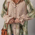 Ruffle Sleeve Shirt - Plaid with Distressed Details