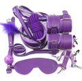 Soft plush ten-piece erotic bundling set by CJ, featuring various intimate accessories and sensuous textures.