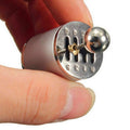 Industrial gear metal keychain by cj featuring steampunk-style gear design on a metal key ring for men and women.