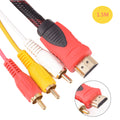 CJ HDMI to 3RCA component adapter cable, 1.5 meters, with red, yellow, and white AV connectors for high-quality signal conversion.
