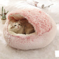 Round Pet Bed House | 2-in-1 Warm Plush Bed for Winter