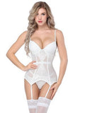 White see-through corset lingerie suit for women, European and American sexy erotic underwear by CJ, showcasing delicate lace details.