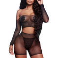 CJ transparent lingerie babydoll with fishnet mesh, rhinestones, and women’s shorts, featuring erotic, sexy mesh underwear.