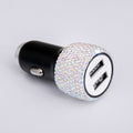 Diamond-Studded Car Charger with Safety Hammer – Dual USB 3.1A Fast Charger for iPhone & Android