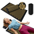 CJ acupressure massage mat with needles set, back and neck massager, includes pillow for relaxing yoga and foot therapy.