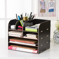 Wooden Desk Organizer | Rustic Office Storage Box with Drawer