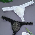 Men's low waist sexy lace underwear by CJ, high elasticity, see-through design with delicate lace details.