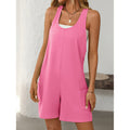 Loose Fit Tank Romper for Women - Sleeveless with Scoop Neck & Pockets