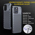 Aluminum alloy iPhone case for 14/13 Pro Max by cj, featuring hollow heat dissipation design and shockproof protection.
