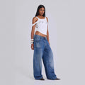 Boho Embroidered Jeans for Women - Relaxed Fit with Beaded Accents