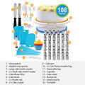 Cake Decorating Kit, 108-Piece Set with 11 Inch Rotating Turntable | Revolving Cake Stand and Baking Tools - whimsywagon