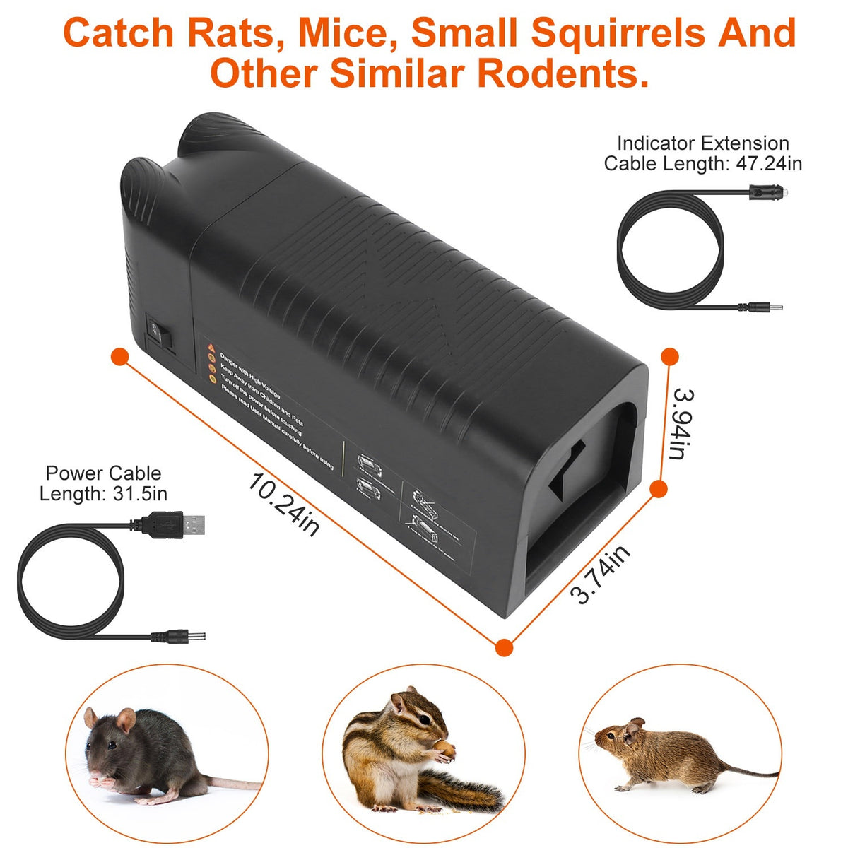 Electric Mouse Trap, Rechargeable Rat Zapper with 1800V High Voltage ...