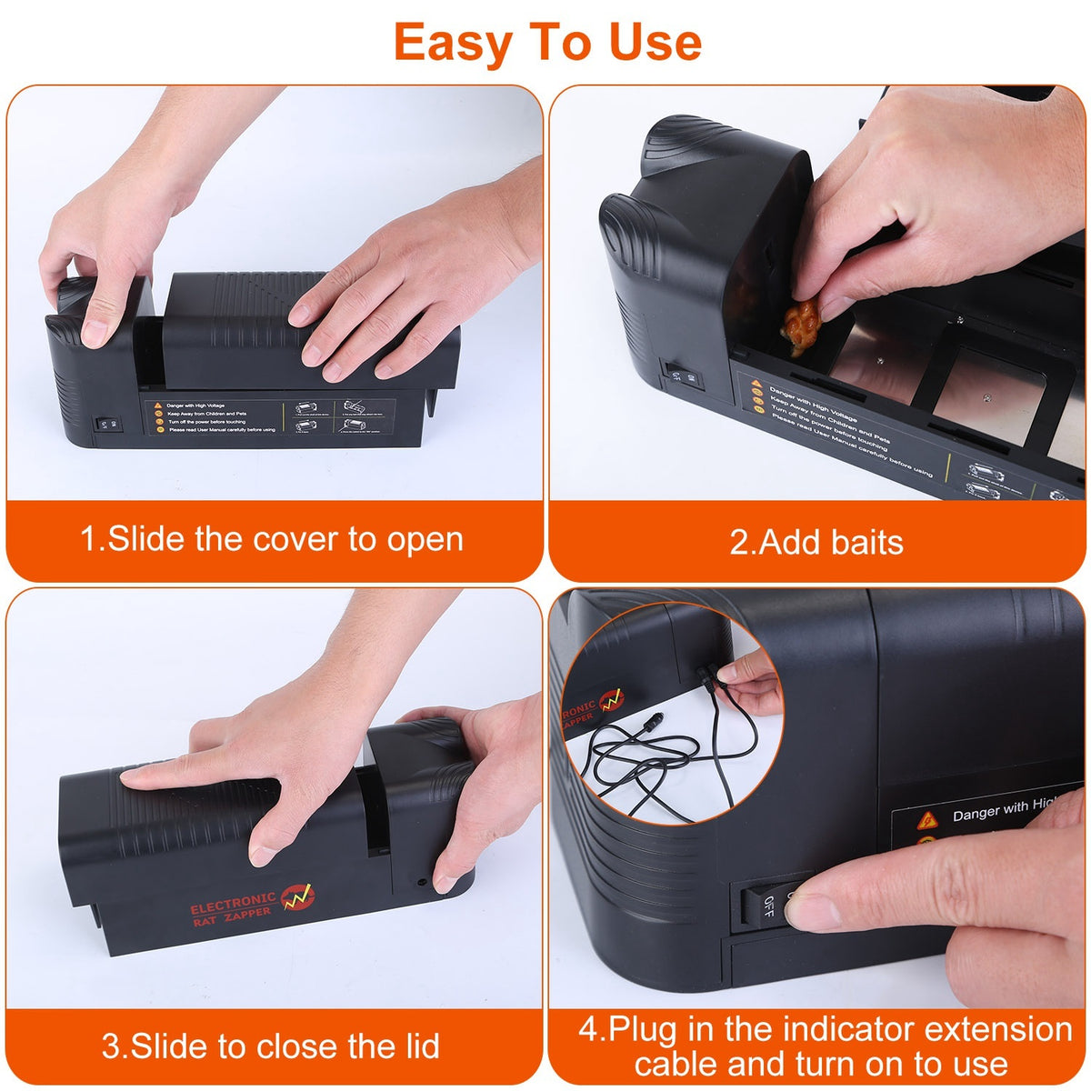 Electric Mouse Trap, Rechargeable Rat Zapper with 1800V High Voltage ...