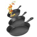 Cast Iron Skillet Set, 3-Piece Pre-Seasoned Frying Pan Set | 6 8 10 inch, Oven Safe Cookware for Baking Frying - whimsywagon
