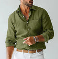 Western Style Denim Shirt for Men - Long Sleeve with Yoke
