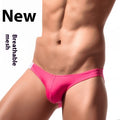 Men's breathable mesh low waist briefs by CJ, featuring lightweight fabric and comfortable fit in a close-up of the waistband.