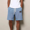 Mens Simple Waffle Knit Embroidered Casual Solid Color Shorts - whimsywagon