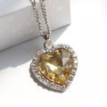 Titanic Heart Necklace - The Ocean Gift, Crystal Heart Pendant on a Sweater Chain - whimsywagon