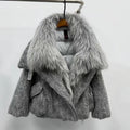 Womens Down Jacket With A Luxurious Cashmere Fur And Raccoon-Fur Collar