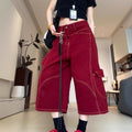 Loose-fit, High-street Style Workwear Denim Jeans With Visible Stitching - whimsywagon