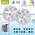 4-Pack Submersible LED Lights | IP68 Waterproof RGB Color Changing with Remote - whimsywagon