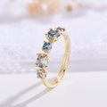 Gradient Blue Topaz Ring - Multi-Gemstone & Zircon Band for Women, White & Blue Gemstones