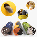 Collapsible Cat Tunnel Toy | Foldable Felt Tube with Pom-Pom Accents