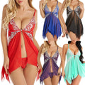 CJ erotic lingerie pajamas dress featuring delicate lace and silky fabric, designed for intimate and comfortable wear.