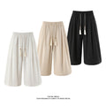 Retro Cotton-linen Wide-leg Casual Capri Pants - whimsywagon