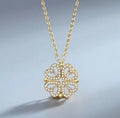 Four Leaf Clover and Heart Necklace - Floral Charm Pendant for Women