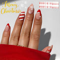 Christmas Press On Nails | 24-Pc Set with Snowflake, Hat & Striped Nail Art