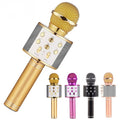 Wireless Bluetooth microphone by CJ, portable mini karaoke mic with built-in speaker for singing and music playback.
