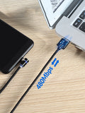 Magnetic USB C and USB A charging cable with LED light from cj, showing the cable with magnetic connectors and illuminated LED indicator.