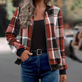 AutumnWinter Plaid Zip-Up Baseball Jacket Coat