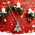 Sparkling Christmas Tree Necklace - Crystal Accent Holiday Pendant for Women