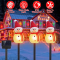 Solar Powered Snowmen Christmas Stake Lights - Set of 3, IP55 Waterproof Outdoor Decor | Warm White LED for Garden, Pathway & Yard