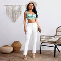 White Cropped Jeans for Women - Plus Size Straight Leg Ankle Length