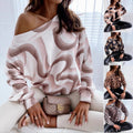 FallWinter Long-sleeve Relaxed-fit Drop-shoulder Top With A Leopard Print - whimsywagon