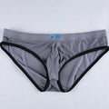 Men's Thin Ice Silk Bazooka Briefs by CJ, showcasing smooth silk fabric and a snug, supportive fit in a close-up view.